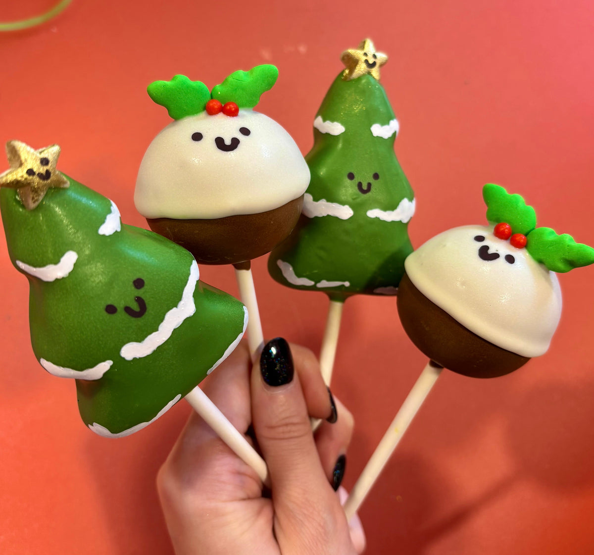 Christmas Pudding and Tree Cake Pop Set of 4