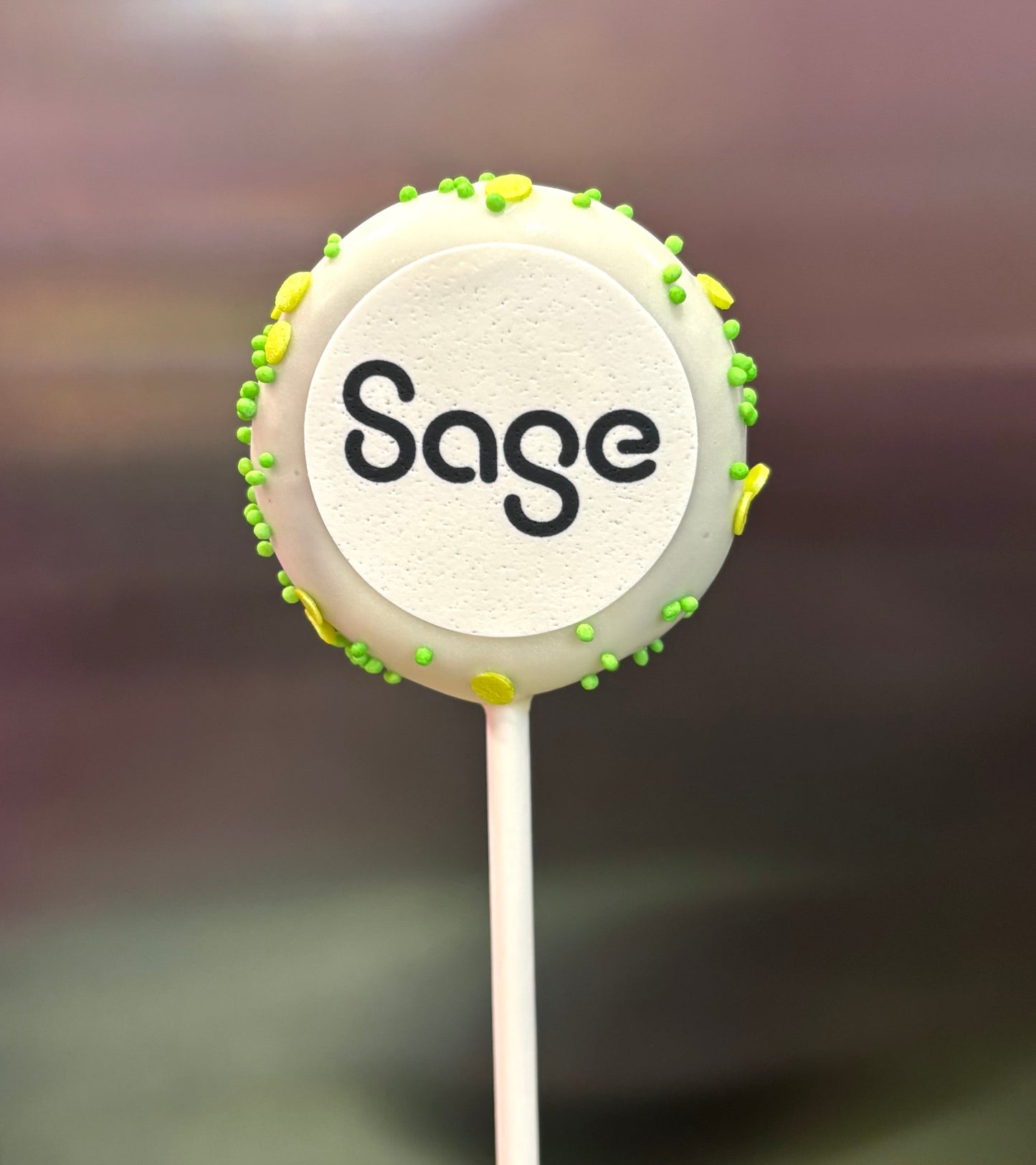 Branded Treats Edible Logo Cake Pop with Sprinkles for PR events, office treats and corporate gifting
