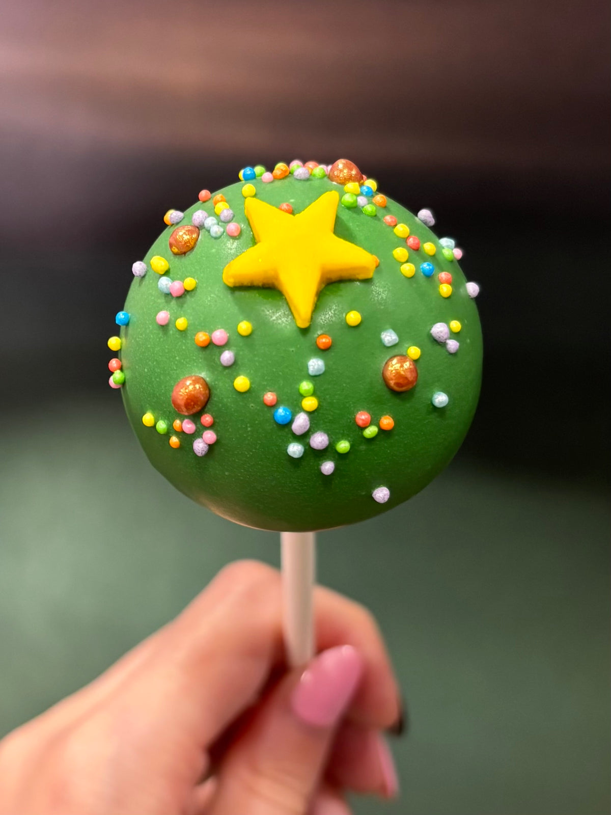 Christmas Tree Sprinkle Cake Pop