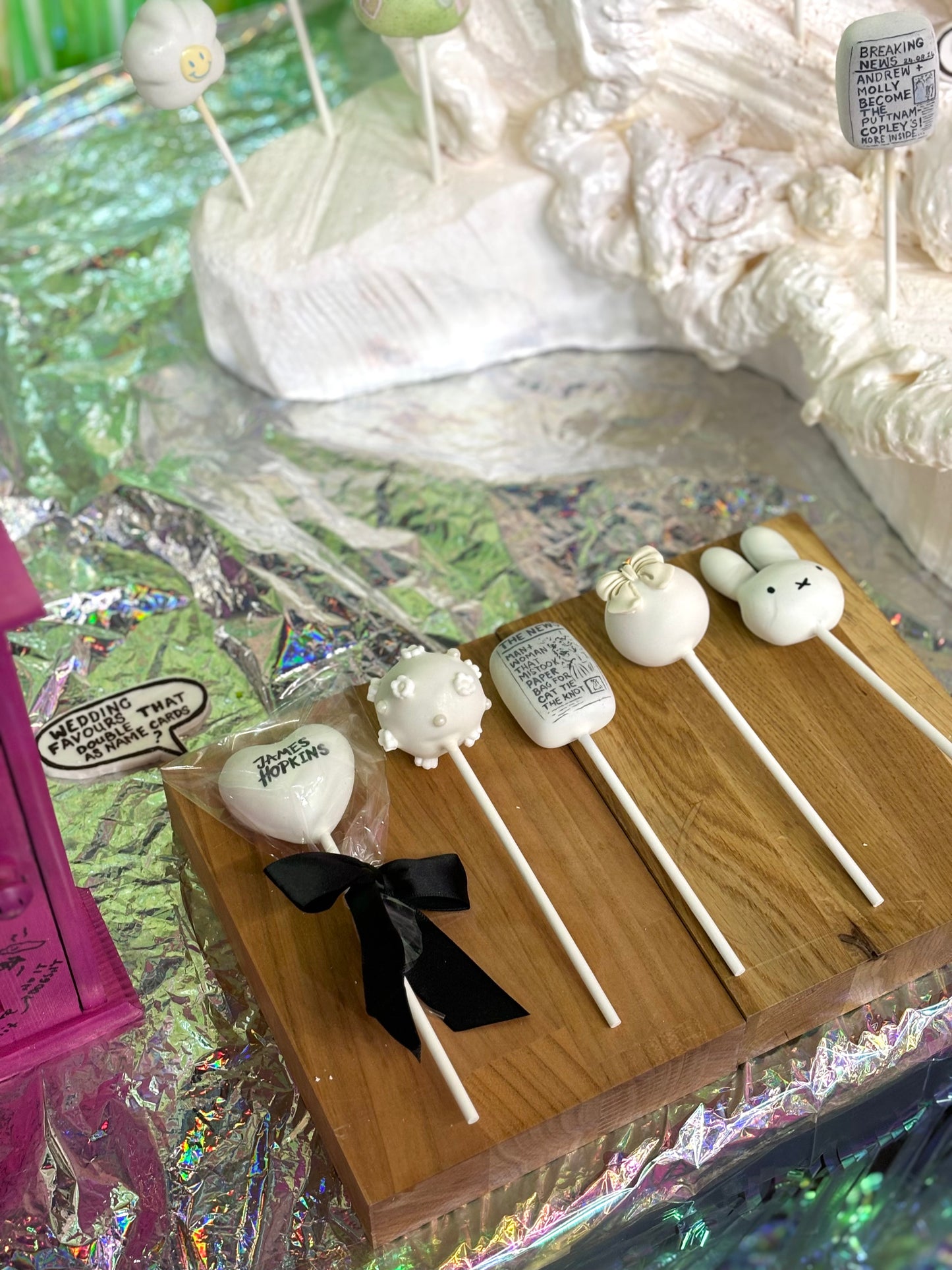 Wedding Favour Custom Newspaper Cake Pop