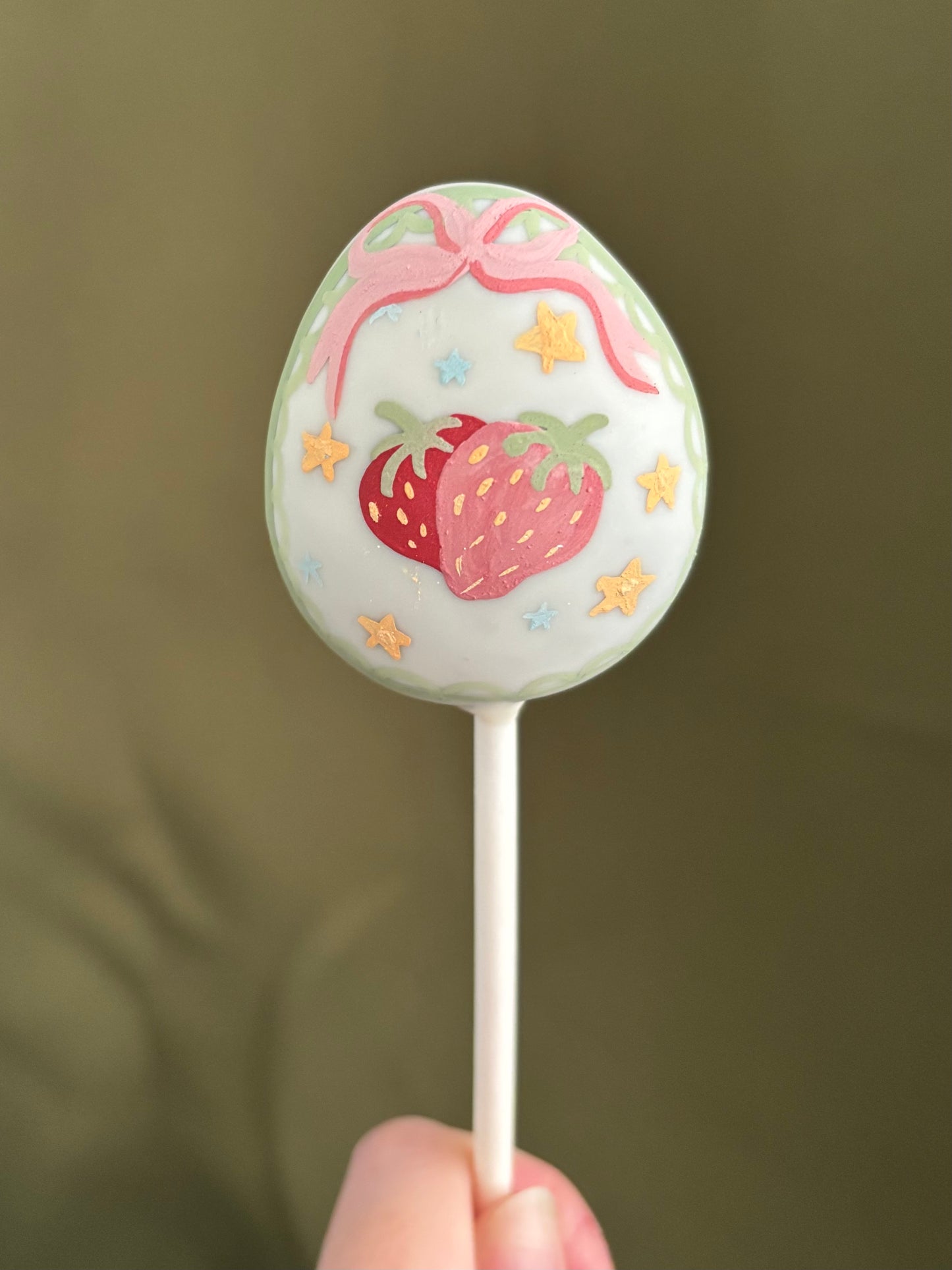 Strawberry Painted Easter Egg Cake Pop