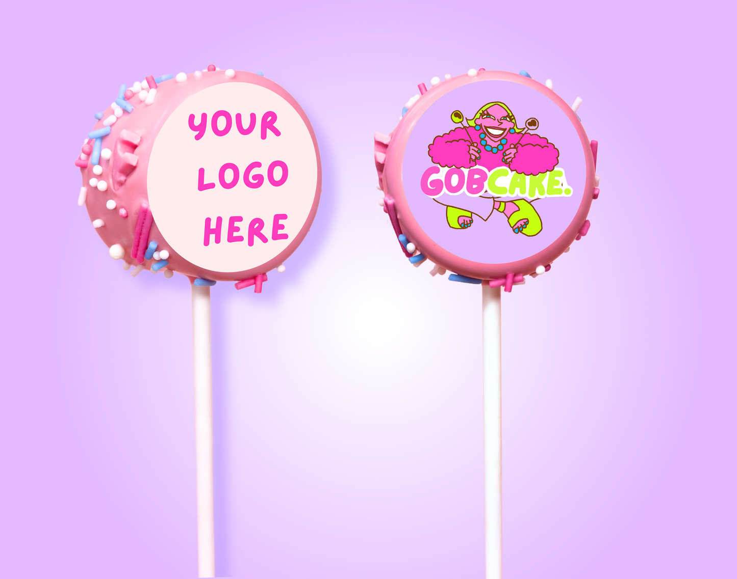 Branded Treats Edible Logo Cake Pop with Sprinkles for PR events, office treats and corporate gifting