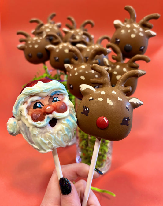 Christmas Cake Pop Santa and his Reindeer Set of 10