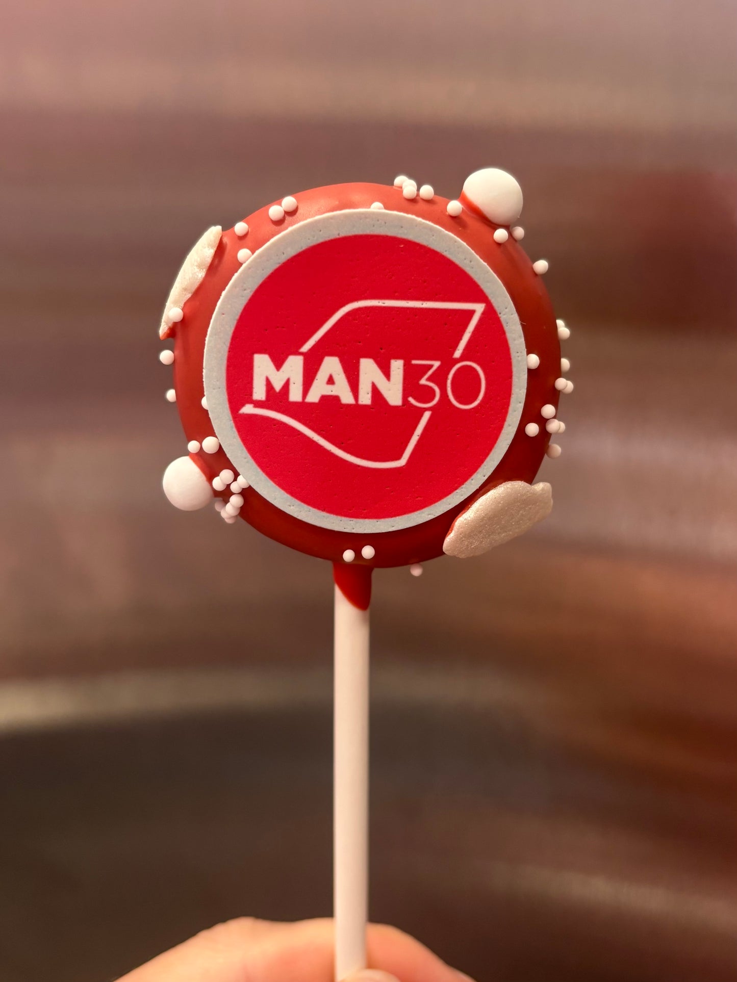 Branded Treats Edible Logo Cake Pop with Sprinkles for PR events, office treats and corporate gifting