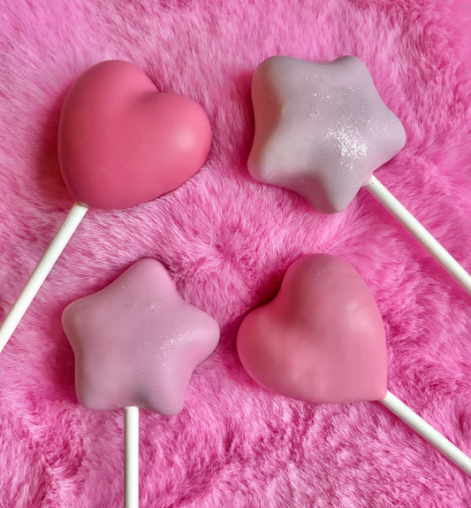 Pink Heart and Star Cake Pops Set of 4