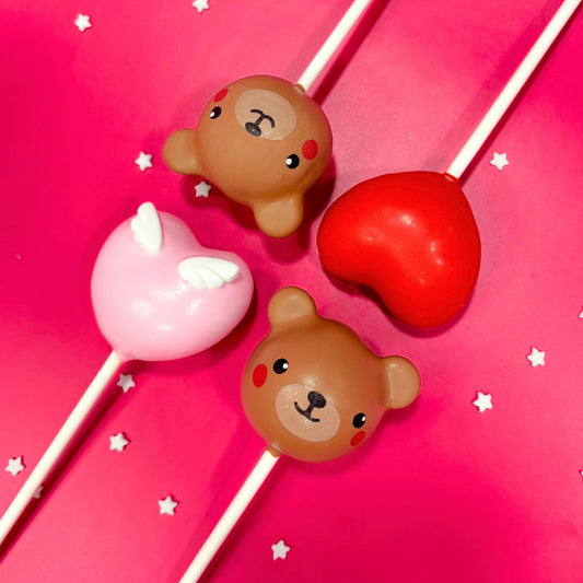 Valentine’s Cake Pops Hearts and Bears Set of 4
