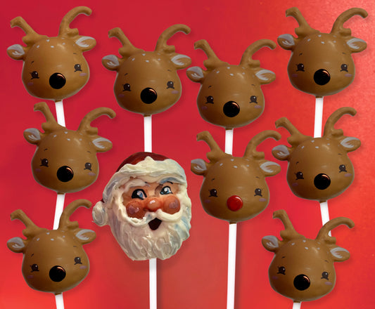 Santa and his Reindeer Cake Pop Christmas Gift Set (10 pops)